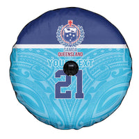 Queensland Samoa Custom Spare Tire Cover Blue Pacific Polynesian Tribal Pattern LT9 - Polynesian Pride