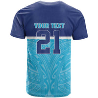 Queensland Samoa Custom T Shirt Blue Pacific Polynesian Tribal Pattern