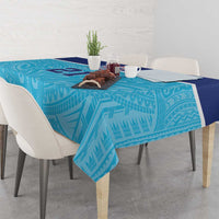 Queensland Samoa Custom Tablecloth Blue Pacific Polynesian Tribal Pattern