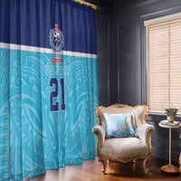 Queensland Samoa Custom Window Curtain Blue Pacific Polynesian Tribal Pattern