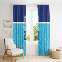 Queensland Samoa Custom Window Curtain Blue Pacific Polynesian Tribal Pattern