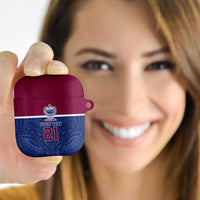 Queensland Samoa Custom AirPods Case Maroon-Blue Pacific Polynesian Tribal Pattern - Polynesian Pride