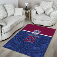 Queensland Samoa Custom Area Rug Maroon-Blue Pacific Polynesian Tribal Pattern