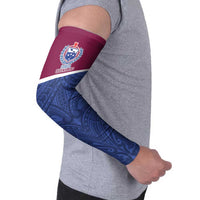 Queensland Samoa Custom Arm Sleeves Maroon-Blue Pacific Polynesian Tribal Pattern - Polynesian Pride