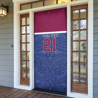 Queensland Samoa Custom Door Cover Maroon-Blue Pacific Polynesian Tribal Pattern - Polynesian Pride