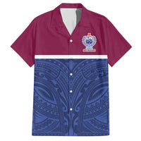 Queensland Samoa Custom Family Matching Tank Maxi Dress and Hawaiian Shirt Maroon-Blue Pacific Polynesian Tribal Pattern