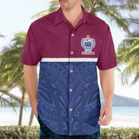 Queensland Samoa Custom Hawaiian Shirt Maroon-Blue Pacific Polynesian Tribal Pattern