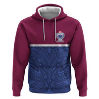 Queensland Samoa Custom Hoodie Maroon-Blue Pacific Polynesian Tribal Pattern