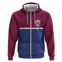 Queensland Samoa Custom Hoodie Maroon-Blue Pacific Polynesian Tribal Pattern