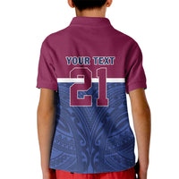 Queensland Samoa Custom Kid Polo Shirt Maroon-Blue Pacific Polynesian Tribal Pattern LT9 - Polynesian Pride