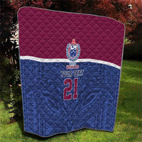 Queensland Samoa Custom Quilt Maroon-Blue Pacific Polynesian Tribal Pattern