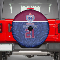 Queensland Samoa Custom Spare Tire Cover Maroon-Blue Pacific Polynesian Tribal Pattern LT9 - Polynesian Pride