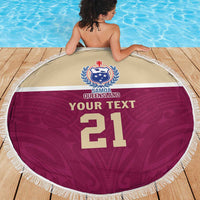 Queensland Samoa Custom Beach Blanket Maroon Pacific Polynesian Tribal Pattern