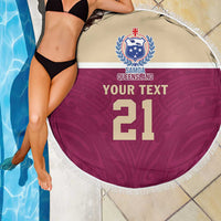 Queensland Samoa Custom Beach Blanket Maroon Pacific Polynesian Tribal Pattern