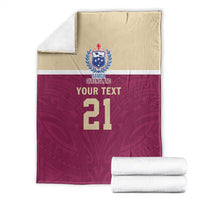 Queensland Samoa Custom Blanket Maroon Pacific Polynesian Tribal Pattern