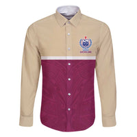 Queensland Samoa Custom Family Matching Off Shoulder Maxi Dress and Hawaiian Shirt Maroon Pacific Polynesian Tribal Pattern