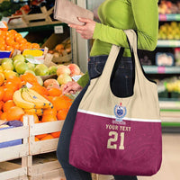 Queensland Samoa Custom Grocery Bag Maroon Pacific Polynesian Tribal Pattern