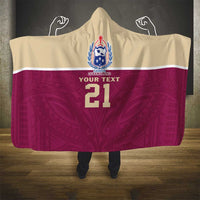 Queensland Samoa Custom Hooded Blanket Maroon Pacific Polynesian Tribal Pattern