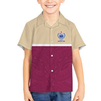 Queensland Samoa Custom Kid Hawaiian Shirt Maroon Pacific Polynesian Tribal Pattern