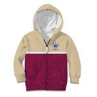 Queensland Samoa Custom Kid Hoodie Maroon Pacific Polynesian Tribal Pattern
