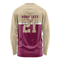 Queensland Samoa Custom Long Sleeve Shirt Maroon Pacific Polynesian Tribal Pattern