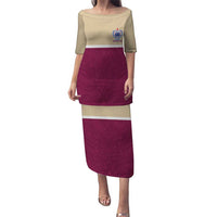 Queensland Samoa Custom Puletasi Maroon Pacific Polynesian Tribal Pattern