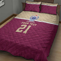 Queensland Samoa Custom Quilt Bed Set Maroon Pacific Polynesian Tribal Pattern