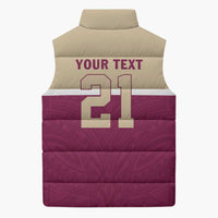 Queensland Samoa Custom Sleeveless Puffer Jacket Maroon Pacific Polynesian Tribal Pattern - Polynesian Pride