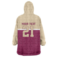 Queensland Samoa Custom Wearable Blanket Hoodie Maroon Pacific Polynesian Tribal Pattern LT9 - Polynesian Pride