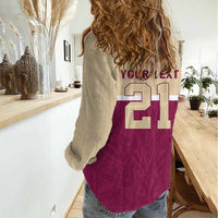 Queensland Samoa Custom Women Casual Shirt Maroon Pacific Polynesian Tribal Pattern