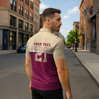 Queensland Samoa Custom Zipper Polo Shirt Maroon Pacific Polynesian Tribal Pattern - Polynesian Pride