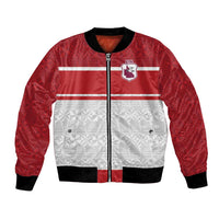 Queensland Tonga Custom Bomber Jacket QLD with Tongan Ngatu Pattern LT9 Unisex Red - Polynesian Pride