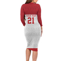 Queensland Tonga Custom Family Matching Long Sleeve Bodycon Dress and Hawaiian Shirt QLD with Tongan Ngatu Pattern