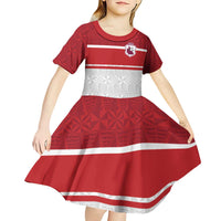 Queensland Tonga Custom Kid Short Sleeve Dress QLD with Tongan Ngatu Pattern
