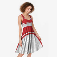 Queensland Tonga Custom Midi Dress QLD with Tongan Ngatu Pattern - Polynesian Pride