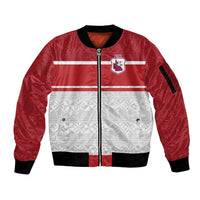 Queensland Tonga Custom Sleeve Zip Bomber Jacket QLD with Tongan Ngatu Pattern LT9 Unisex Red - Polynesian Pride