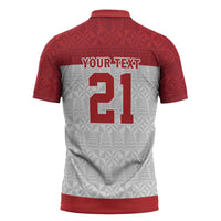 Queensland Tonga Custom Zipper Polo Shirt QLD with Tongan Ngatu Pattern - Polynesian Pride