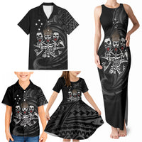 Skeleton Tribe Simbu Province Family Matching Tank Maxi Dress and Hawaiian Shirt Papua New Guinea Indigenous Pattern LT9 - Polynesian Pride
