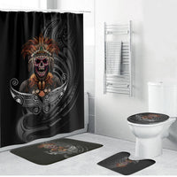 Mokomoko Tribe Eastern Highlands Province Bathroom Set Papua New Guinea Indigenous Pattern LT9 Bathroom Set (4 pcs) Black - Polynesian Pride