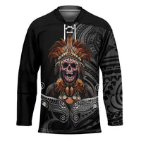 Mokomoko Tribe Eastern Highlands Province Hockey Jersey Papua New Guinea Indigenous Pattern LT9 Unisex Black - Polynesian Pride