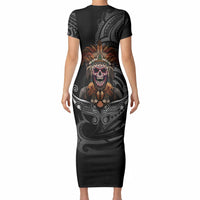 Mokomoko Tribe Eastern Highlands Province Short Sleeve Bodycon Dress Papua New Guinea Indigenous Pattern LT9 - Polynesian Pride