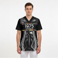 Independen Stet bilong Papua Niugini 1975 Scrub Top Black Tribal Papua New Guinea Province Flag LT9 - Polynesian Pride