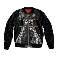 Independen Stet bilong Papua Niugini 1975 Sleeve Zip Bomber Jacket Black Tribal Papua New Guinea Province Flag LT9 Unisex Black - Polynesian Pride