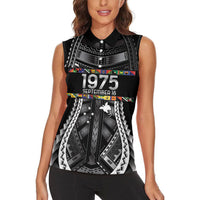 Independen Stet bilong Papua Niugini 1975 Women Sleeveless Polo Shirt Black Tribal Papua New Guinea Province Flag LT9 - Polynesian Pride