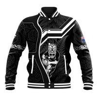 Custom New Zealand Aotearoa Rugby Baseball Jacket Black Fern Maori Tribal Sporty Style LT9 Unisex Black - Polynesian Pride