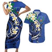 FSM Pohnpei Polynesian Shark Tattoo Personalised Couples Matching Short Sleeve Bodycon Dress and Hawaiian Shirt
