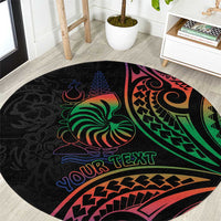 New Caledonia Polynesian Tatoo Personalised Round Carpet LT9 Black - Polynesian Pride