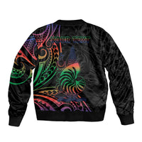 New Caledonia Polynesian Tatoo Personalised Sleeve Zip Bomber Jacket