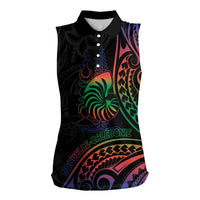 New Caledonia Polynesian Tatoo Personalised Women Sleeveless Polo Shirt