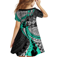 personalised-polynesia-skull-kid-short-sleeve-dress-tattoo-in-the-style-of-maori-with-marine-life-aqua